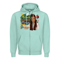 Seafoam black teacher magic with afro Zipper Hoodie - NancyCooperArtShop