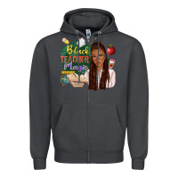 Smoke black teacher magic with afro Zipper Hoodie - NancyCooperArtShop