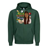 Sports Green black teacher magic with afro Zipper Hoodie - NancyCooperArtShop