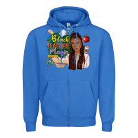 True Royal black teacher magic with afro Zipper Hoodie - NancyCooperArtShop
