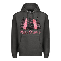 Charcoal Heather pink merry christmas Premium Hoodie - CowGirlArtShop