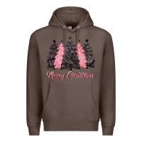 Coffee pink merry christmas Premium Hoodie - CowGirlArtShop