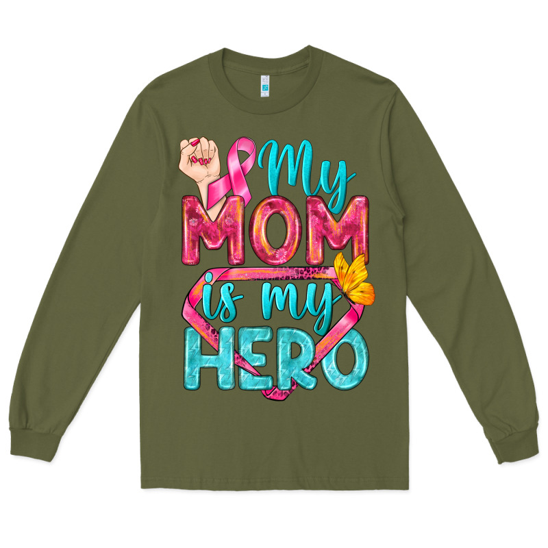 My Mom Is My Hero Breast Cancer Long Sleeve Tee by BundleAndBundleShop | Teevron
