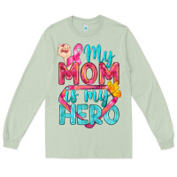 Matcha My Mom Is My Hero Breast Cancer Long Sleeve Tee - BundleAndBundleShop
