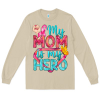 Mushroom My Mom Is My Hero Breast Cancer Long Sleeve Tee - BundleAndBundleShop