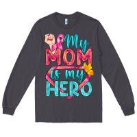 Smoke My Mom Is My Hero Breast Cancer Long Sleeve Tee - BundleAndBundleShop