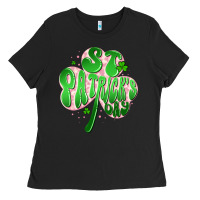 Black st patricks day clover Ladies Tee - Artiststas