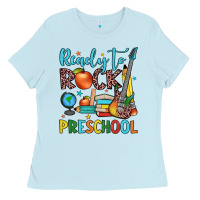 Baby Blue ready to rock preschool Ladies Tee - JahusDesignShop