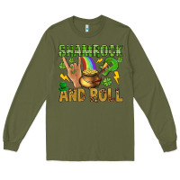 Army Green Shamrock and roll Long Sleeve Tee - BundleAndBundleShop