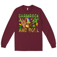 Burgundy Shamrock and roll Long Sleeve Tee - BundleAndBundleShop
