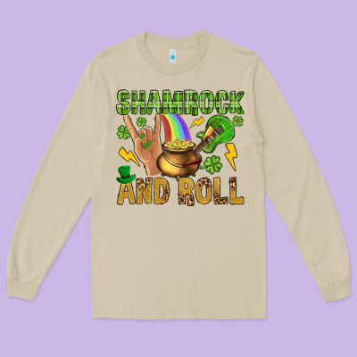 Shamrock And Roll Long Sleeve Tee Designed By Bundleandbundleshop