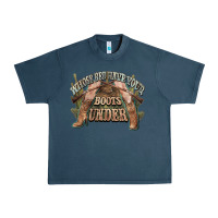 Midnight Navy whose bed have your boots under cowboy western Urban Heavy Tee - NancyCooperArtShop