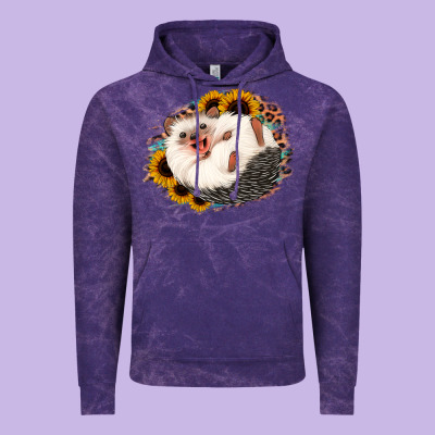 Happy Hedgehog Sunflower Leopard Vintage Hoodie Designed By Jasminsmagicworld