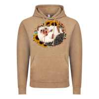 Vintage Coffee happy hedgehog sunflower leopard Vintage Hoodie - Jasminsmagicworld