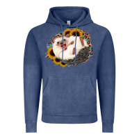 Vintage Denim happy hedgehog sunflower leopard Vintage Hoodie - Jasminsmagicworld