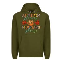 Army Green autumn leaves and pumpkins please Premium Hoodie - CowGirlArtShop