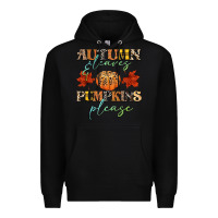 Black autumn leaves and pumpkins please Premium Hoodie - CowGirlArtShop