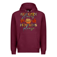 Burgundy autumn leaves and pumpkins please Premium Hoodie - CowGirlArtShop