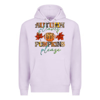 Lilac autumn leaves and pumpkins please Premium Hoodie - CowGirlArtShop