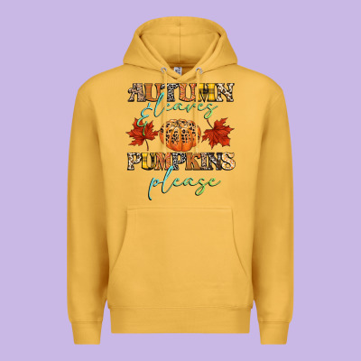 Autumn Leaves And Pumpkins Please Premium Hoodie Designed By Cowgirlartshop
