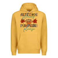 Mustard autumn leaves and pumpkins please Premium Hoodie - CowGirlArtShop