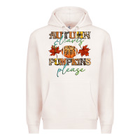 Pale Pink autumn leaves and pumpkins please Premium Hoodie - CowGirlArtShop