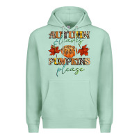 Seafoam autumn leaves and pumpkins please Premium Hoodie - CowGirlArtShop