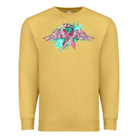 Antique Gold cancer ribbon with angel wings Premium Sweatshirt - CowGirlArtShop