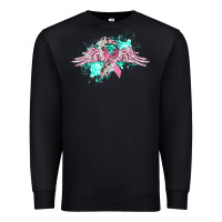 Black cancer ribbon with angel wings Premium Sweatshirt - CowGirlArtShop