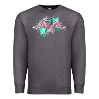 Charcoal Heather cancer ribbon with angel wings Premium Sweatshirt - CowGirlArtShop