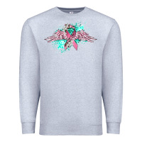 Heather Grey cancer ribbon with angel wings Premium Sweatshirt - CowGirlArtShop