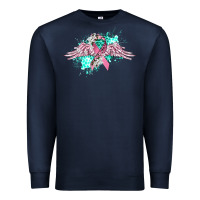 Navy cancer ribbon with angel wings Premium Sweatshirt - CowGirlArtShop