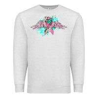 Oatmeal Heather cancer ribbon with angel wings Premium Sweatshirt - CowGirlArtShop