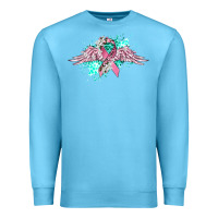 Ocean Blue cancer ribbon with angel wings Premium Sweatshirt - CowGirlArtShop