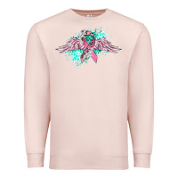 Pale Pink cancer ribbon with angel wings Premium Sweatshirt - CowGirlArtShop