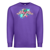 Purple cancer ribbon with angel wings Premium Sweatshirt - CowGirlArtShop