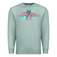 Seafoam cancer ribbon with angel wings Premium Sweatshirt - CowGirlArtShop