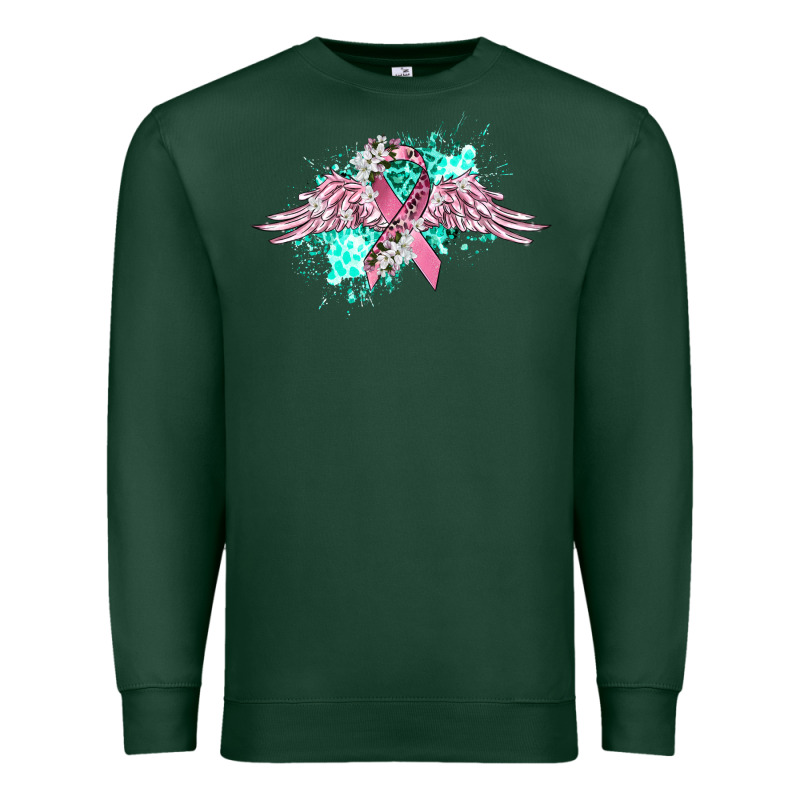 Cancer Ribbon With Angel Wings Premium Sweatshirt by CowGirlArtShop | Teevron