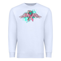 White cancer ribbon with angel wings Premium Sweatshirt - CowGirlArtShop
