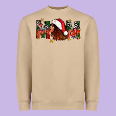 Western Mom With Woman In Santa Hat Heavyweight Sweatshirt Designed By Bundleandbundleshop