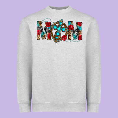 Western Mom With Cross Heavyweight Sweatshirt Designed By Bundleandbundleshop