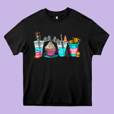 Race Day Coffe Cup Heavy Core Tee Designed By Adodesignshop