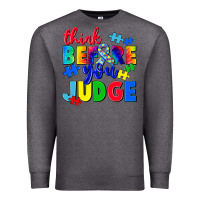 Charcoal Heather think before you judge Premium Sweatshirt - CowGirlArtShop