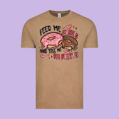 Feed Me Donuts And Tell Me I'm Pretty Vintage Tee Designed By Maliassmallbusiness