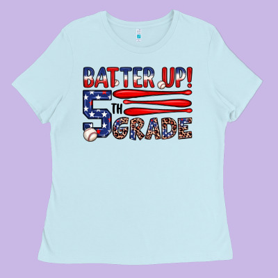 Batter Up 5th Grade Ladies Tee Designed By Jahusdesignshop