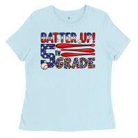 Baby Blue batter up 5th grade Ladies Tee - JahusDesignShop