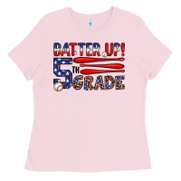 Bubblegum Pink batter up 5th grade Ladies Tee - JahusDesignShop