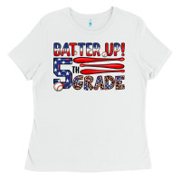 White batter up 5th grade Ladies Tee - JahusDesignShop