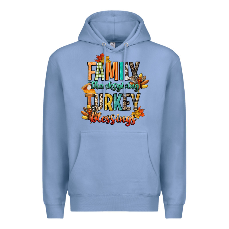 Family Thanksgiving Turkey Blessing Premium Hoodie by CowGirlArtShop | Teevron