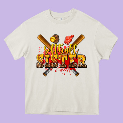 Softball Sister Heavy Core Tee Designed By Adodesignshop